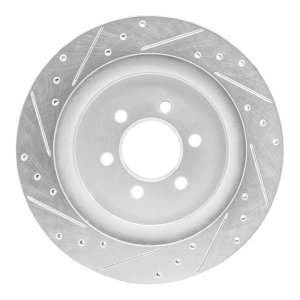 Dodge Viper Brake Rotor (1) - Rear Right - R1 Concepts - Drilled & Slotted - Silver - `92-`02